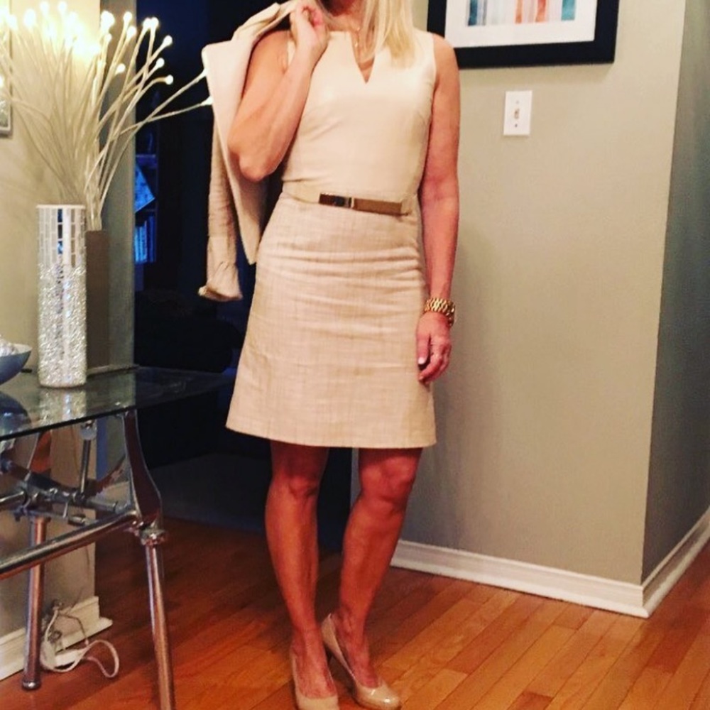Daniel Leather and linen dress and jacket